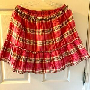 J. Crew 💓❤️💚 Pink Red and Green Ruffle Skirt Reimagined Size XL